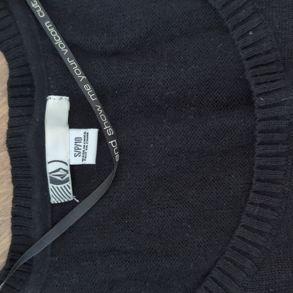 VOLCOM | knit black, orange, teal sweater, crew neck, long sleeve, size small - Picture 6 of 7